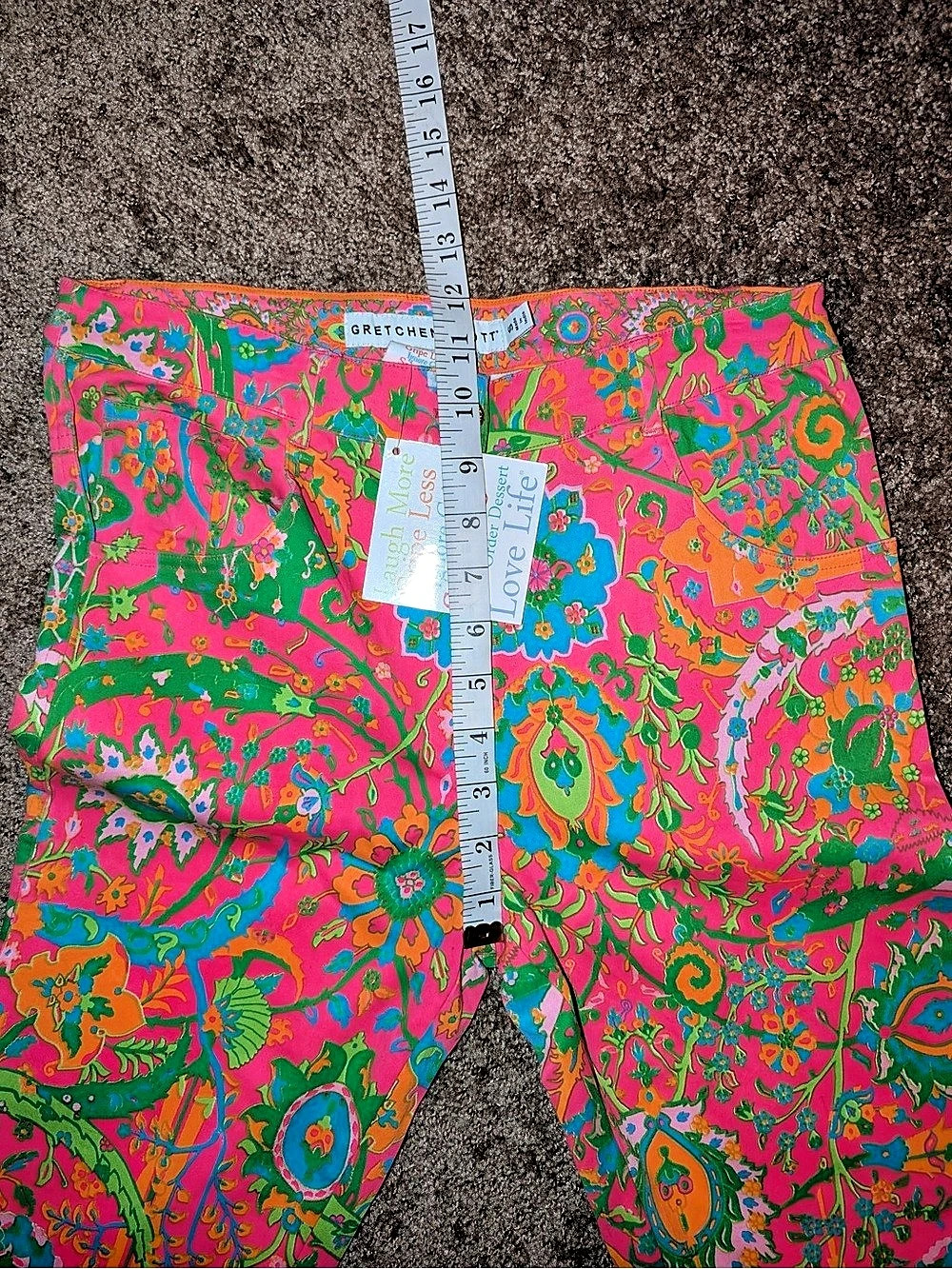 ☘️ Gretchen Scott Jeans Paisley Pink & Green Small NWT - Picture 5 of 7
